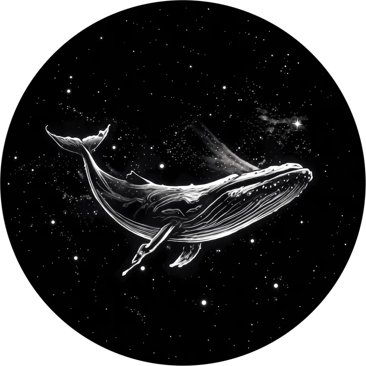 Kun disc artwork: a whale swimming through the stars